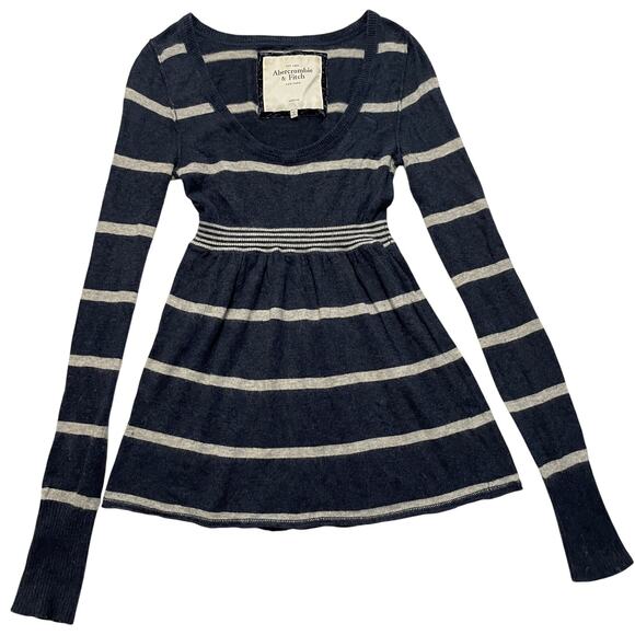 VTG Y2K 00s Abercrombie & Fitch Bella Swan Knit Stripped Sweater Babydoll Size M - Picture 1 of 3